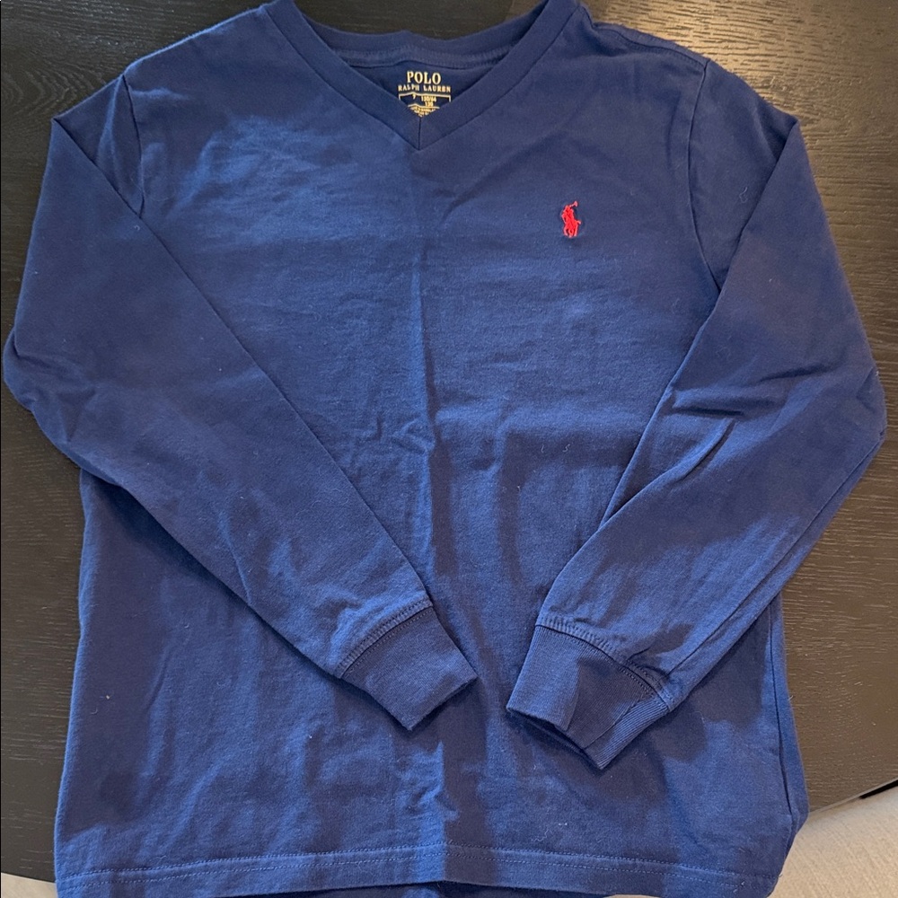 Polo by Ralph Lauren Boys Deep Blue V-Neck Long Sleeve